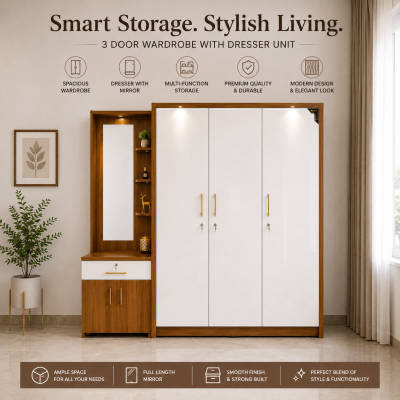 3 Door Wardrobe with Dressing Unit